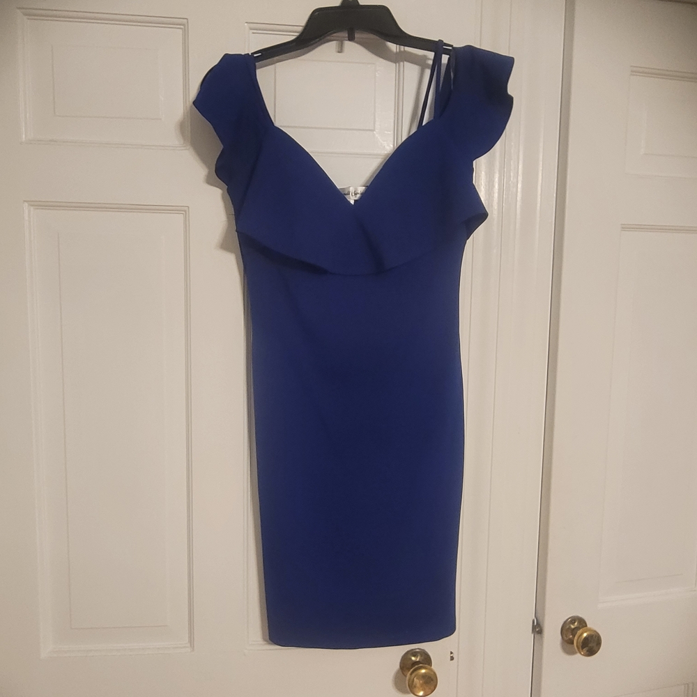 Emerald Sundae Royal Blue Ruffle Mini Dress